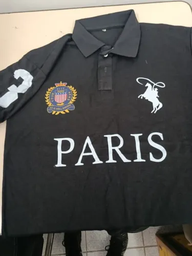 Camiseta Polo Piquet Paris de Manga Curta Masculina Algodão Tam M
