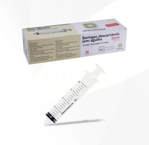 Seringa descartável Luer Lock 20ml SEM AGULHA descarpack - 100un
