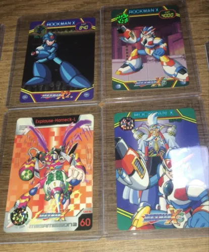 4x Cards Rockmanx/MegamanX Original Bandai/Capcom em japonês Vintage