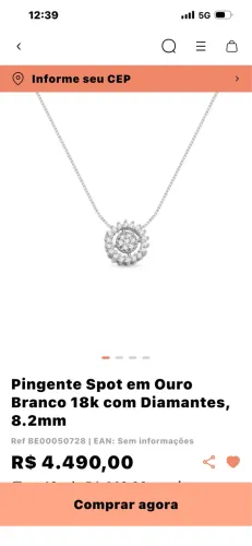 Pingente Vivara em ouro branco com Diamantes 