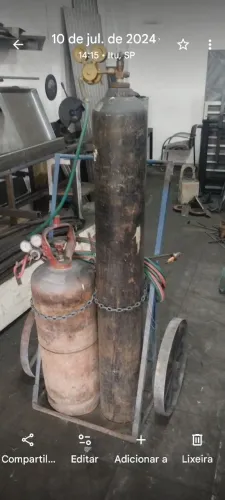 Conjunto  maçarico de corte e solda profissional grande completo com cilindros carregados