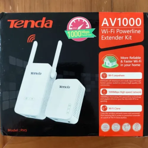 Kit Powerline Tenda PH5 AV1000 - Internet Ultra-Rápida pela Tomada Elétrica + Wi-Fi