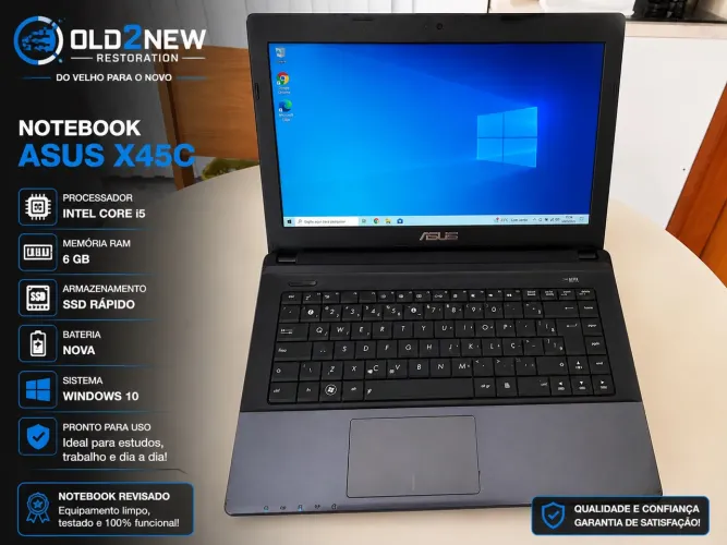 Notebook Asus X45C | Intel Core i5 | 6GB RAM | SSD Rápido | Bateria Nova