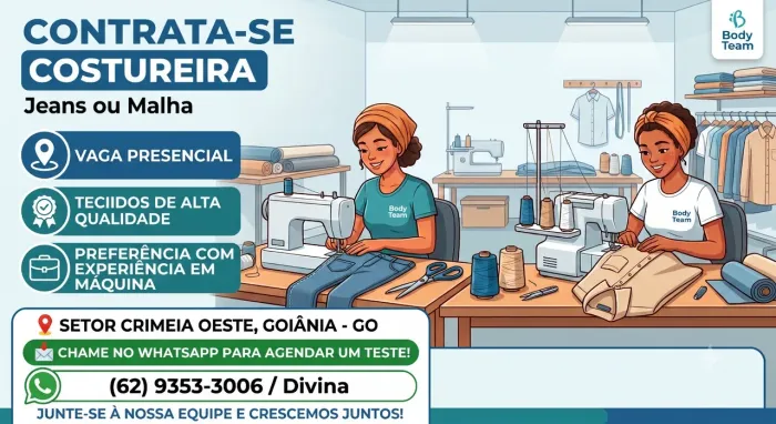 Vaga para Costureira(o) no Crimeia Oeste Jeans ou Malha