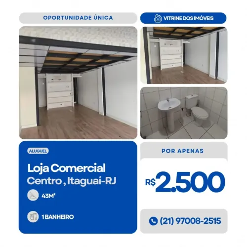 #ALUGO Loja Comercial com banheiro, com Mezanino no Centro de Itaguaí-RJ.