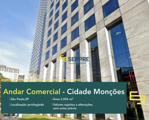 Laje corporativa para locação na Cidade Monções em São Paulo