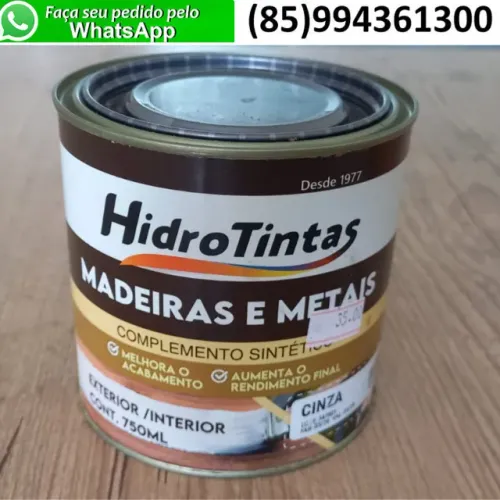 Esmalte Fundo Preparador Sintético Hidrotintas Madeira e Metal 750ml Cinza