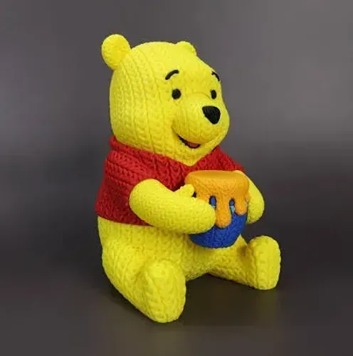 Boneco Pooh 3D Estilo Crochê 20cm