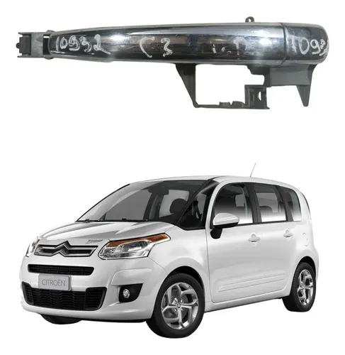 Maçaneta Externa Dianteira Direita Citroën C4 2015 2016 Prateado Dianteira