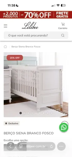 Berço Siena branco fosco Lilibee