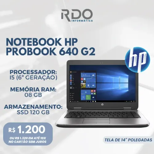 Notebook HP ProBook 640 G2 i5 6ª 8GB SSD 120GB 14" - Ideal para tarefas do dia a dia!