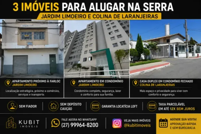 Imóveis para Alugar Apto. em JD. Limoeiro e Casa em Colina de Laranjeiras!! Oportunidades