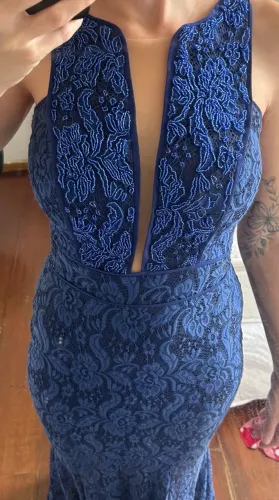 vestido festa bordado azul royal