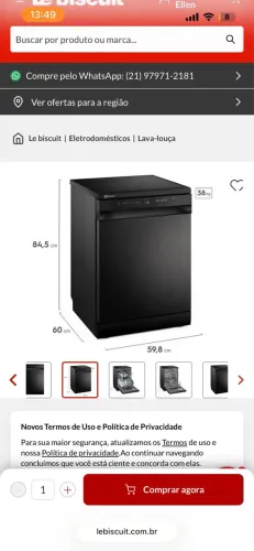 LAVA LOUÇAS ELETROLUX 14 SERVIÇOS PRETA