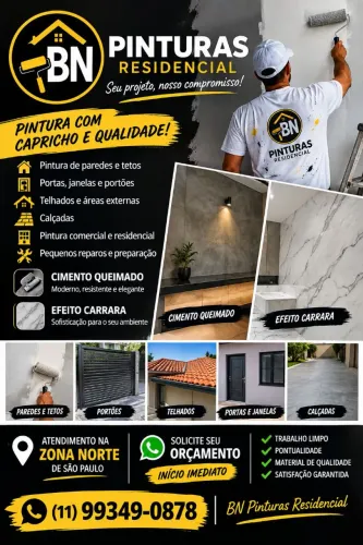 Pintura Residencial + Cimento Queimado e Efeito Carrara | Zona Norte