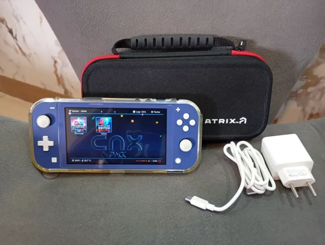Nintendo switch lite desbloqueado com jogos passo cartão até 12x com juros