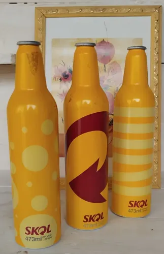 Lote 3 Garrafas Alumínio Skol Design 2014 - Vintage / Decoração