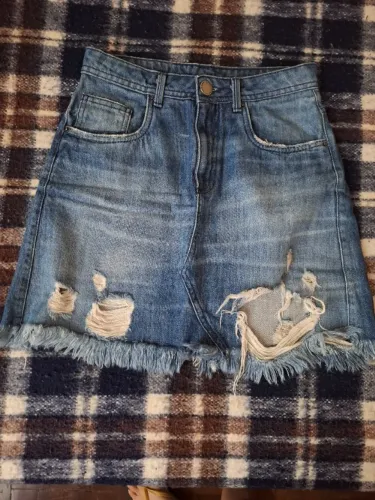 Saia Jeans Azul Escuro Rasgadinha