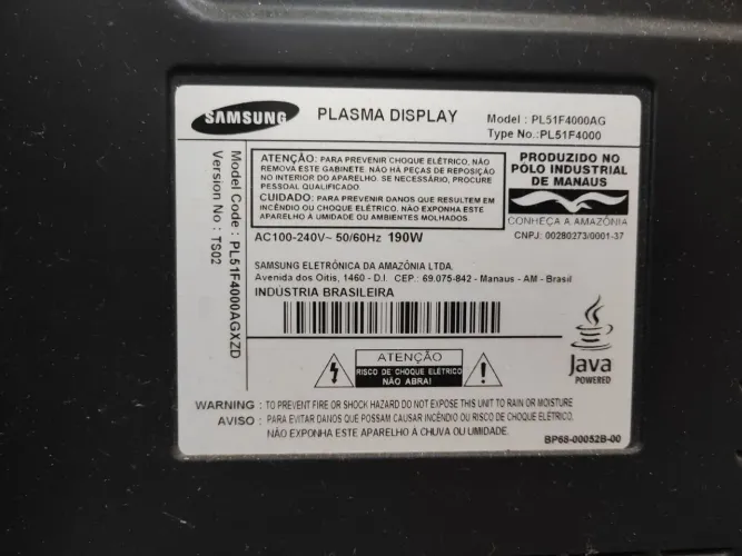 Tv plasma para peças
