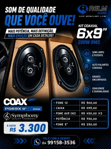 Kit Som Automotivo Completo - 2 Fones 6x9 200W + Caixa + Potência