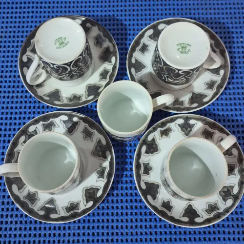 Lote Reposição Porcelana Brasil - 5 Xícaras Caneca E 4 Pires Vintage