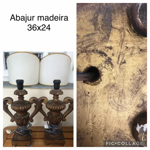 Par de Abajures Vintage em Madeira
