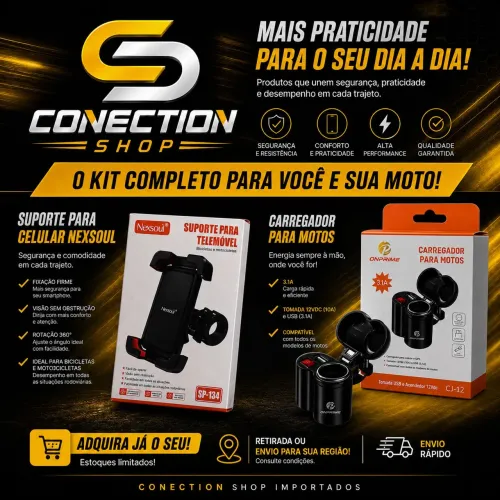 OFERTA KIT suporte de celular+ Carregador Moto
