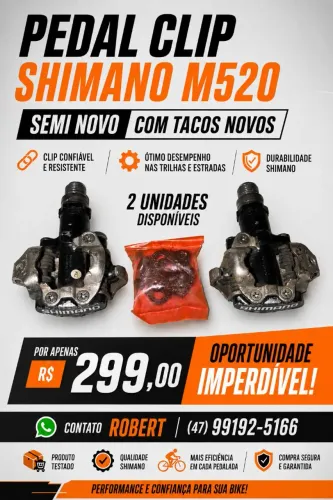 Pedal clip Shimano m520 semi novo+ taquinhos novos