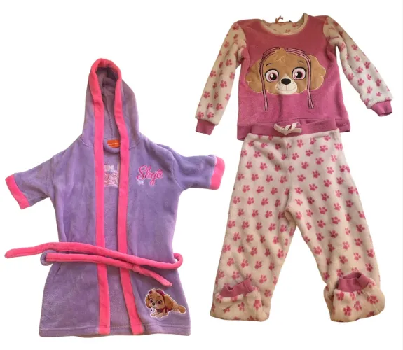 Conjunto Roupão + Pijama Patrulha Canina Skye Tamanho 4 - Fleece e Plush