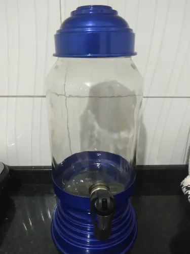 Suqueira De Vidro Com Dispenser / Torneira - Ideal Para Festas E Eventos (Azul)