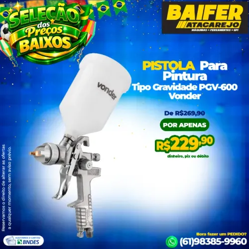 Pistola Para Pintura Tipo Gravidade PGV-600 Vonder
