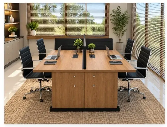 Estação Walnut Delluxe Woods. Com16 Tomadas: L220cm x P140cm x A104cm