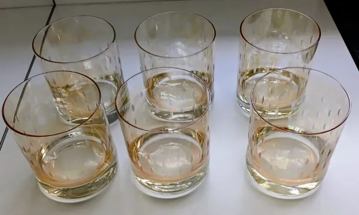 6 Copos de Cristal na Cor Champanhe
