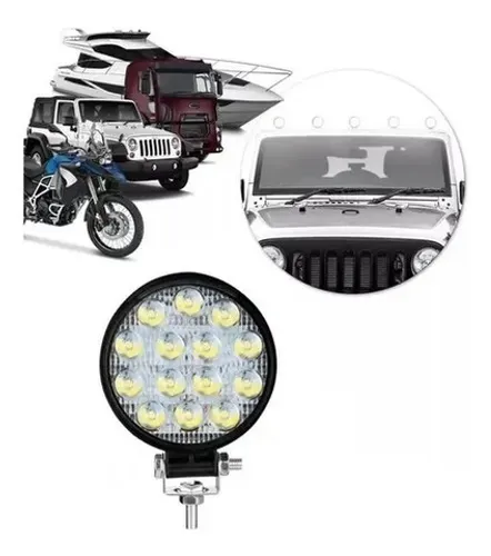 Farol Milha Auxiliar 14 Leds Redondo 6000k 12v 24v