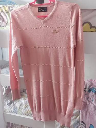 Vestido Lilica Ripilica Tam 12 tricô rosa estilo Barbie