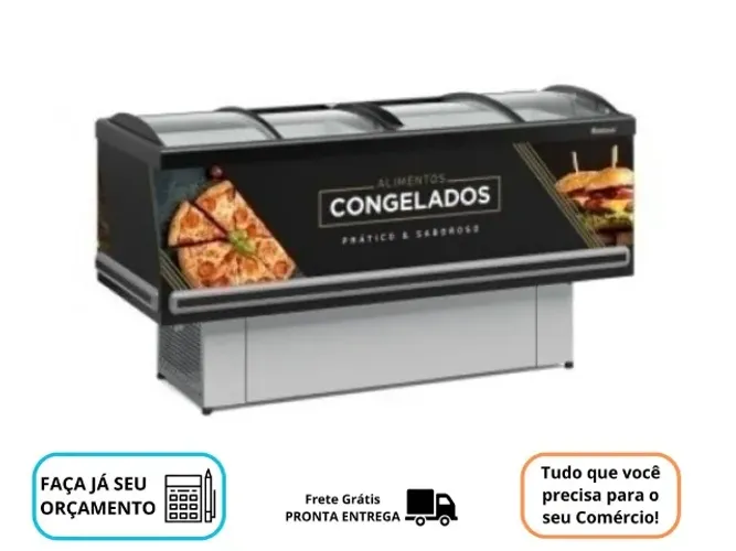 Ilha de Congelados Vidro Curvo Gelopar Preta
