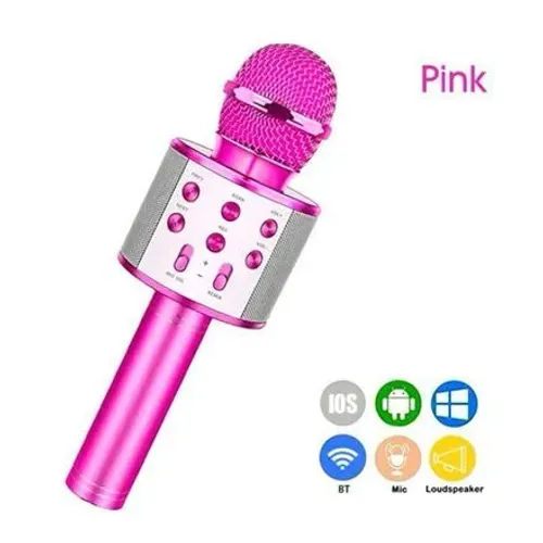 Microfone Bluetooth Karaokê Sem Fio Rosa Pink