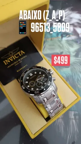 Relógio INVICTA PRO DIVER PRATA MOSTRADOR PRETO FUNCIONAL