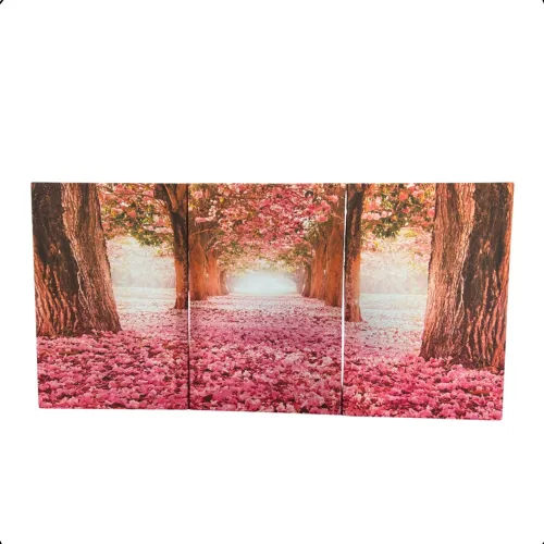 Kit 3 Quadros Decorativo Caminho Rosa 60x40
