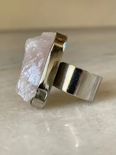 Anel Formas Quartzo Rosa 