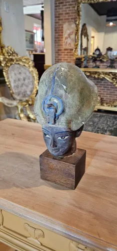 Antigo, busto de madeira Chefe de Amenhotep III,decoração 