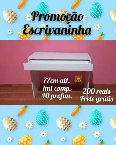 Escrivaninha Branca 1m - Frete Grátis!