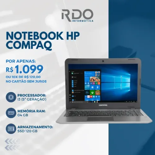 Notebook HP Compaq i3 5ª Geração 4GB SSD 120GB Rápido e Econômico | Notebook muito barato!