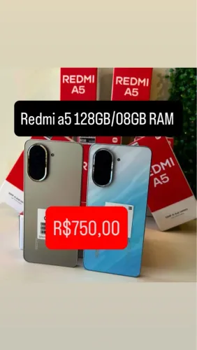 Celular Redmi A5 4G 128GB 08GB RAM Novo Brinde Película Capa Fone + Entrega Grátis 