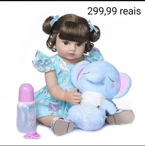 Boneca Reborn 48cm Menina Bebê Realista com Roupa e Acessórios