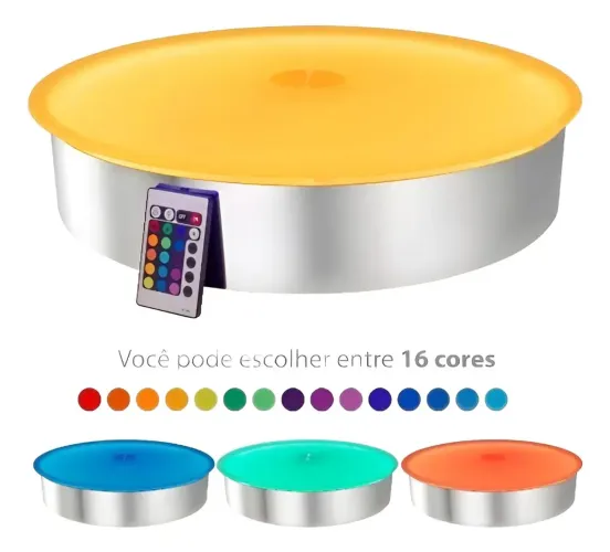 Base Giratória Para Manequim 16 Opções De Cores Led<br>