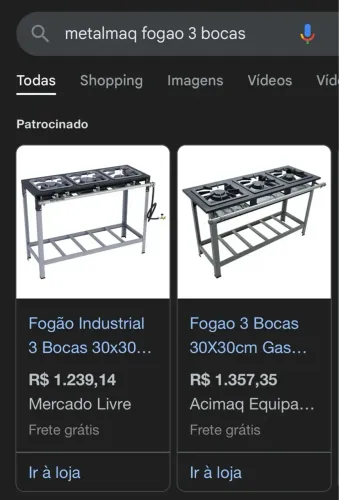 Fogão Industrial Metalmaq 3 Bocas - Usado