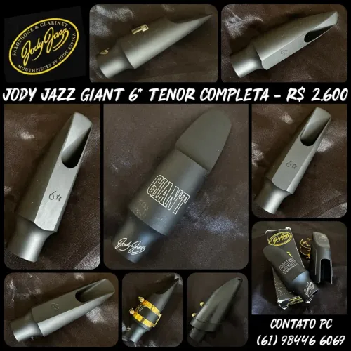 Boquilha de Metal para sax Tenor Jody Jazz Giant 6* COMPLETA