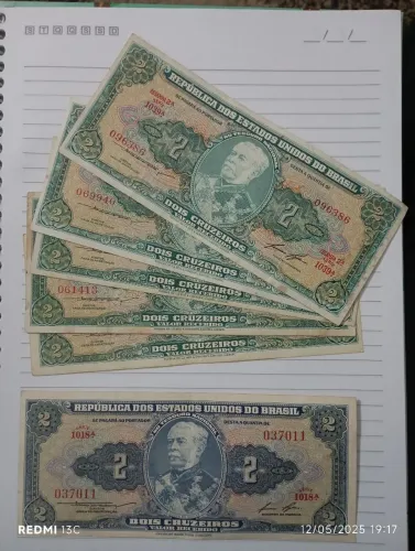 Lote de 7 Notas de 2 Cruzeiros - Brasil