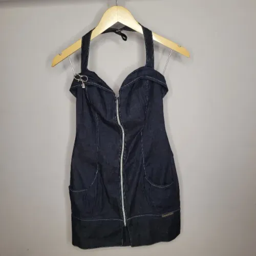 Vestido jeans frente única Lança Perfume - Tamanho P